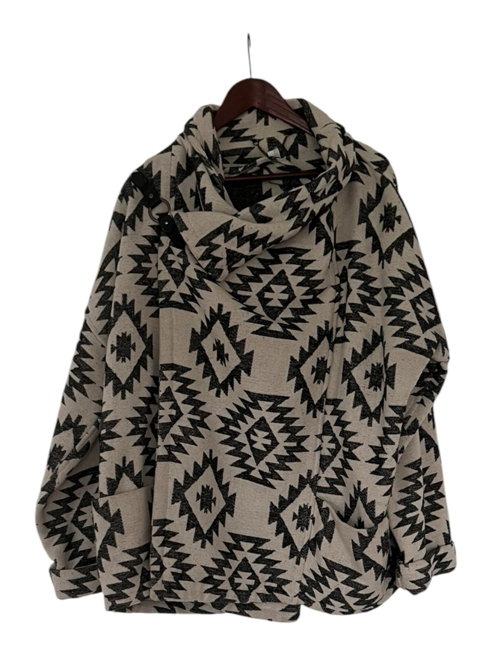 Capulet by Anthropologie | Black & Cream Aztec Wrap Cape Jacket
